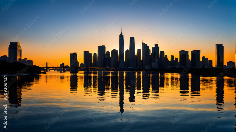 sunset over the city