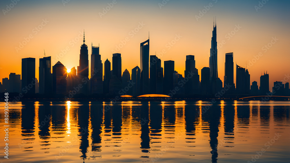 Obraz premium sunset over the city