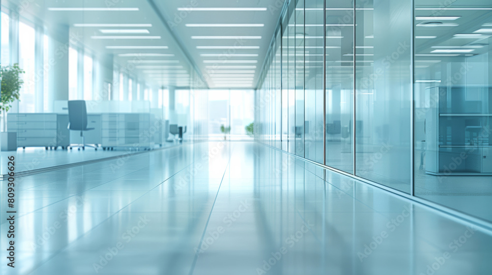 custom made wallpaper toronto digitalHallway, empty office and interior with modern furniture for workstation, clean floor or workplace. Structure, company and corridor with potted plant for contemporary building, corporate or law firm