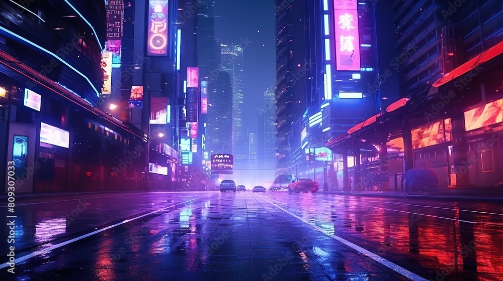 street of a futuristic city Generative AI