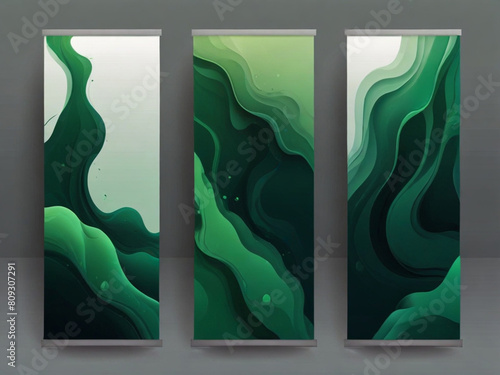 Dynamic green abstract shape modern fluid for sale banners 
 photo
