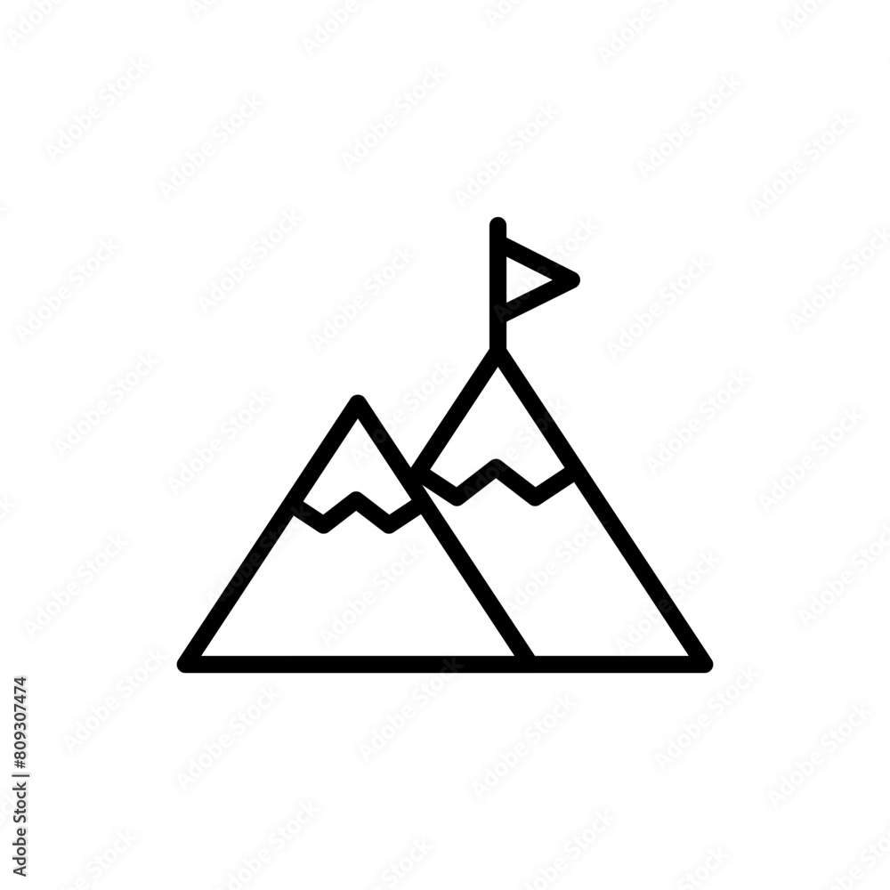 Mountain line icon. Achievement icon. Mountain icon isolated on white background. Transparent background, minimalist symbol. Vector images Mountain line icon. Achievement icon. Mountain icon isolated on white background. Transparent background, minimalist symbol. Vector images
