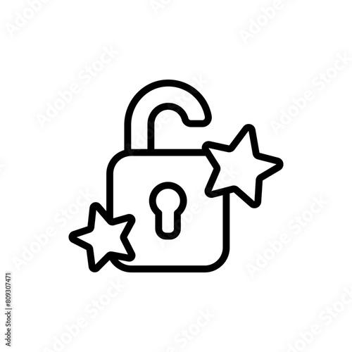 Unlock achievement line icon. Achievement icon. Achievement icon isolated on white background. Transparent background, minimalist symbol. Vector images