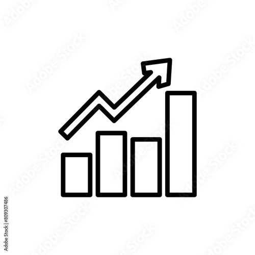 Growth business graph line icon. Achievement icon. Business icon isolated on white background. Transparent background, minimalist symbol. Vector images