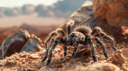 tarantula in the desert in summer in high resolution and high quality