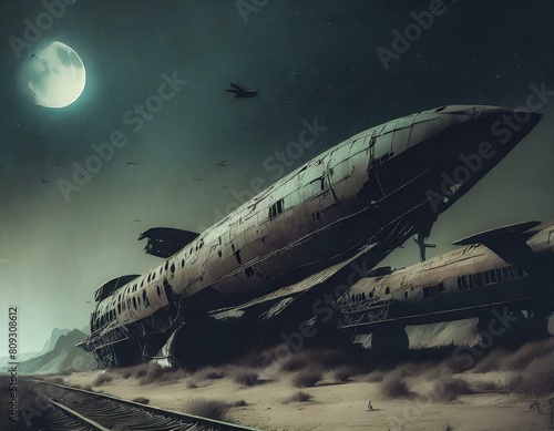 Wallpaper Mural 人類が絶滅した世界に残る古代遺物隠れ家飛行機 Torontodigital.ca