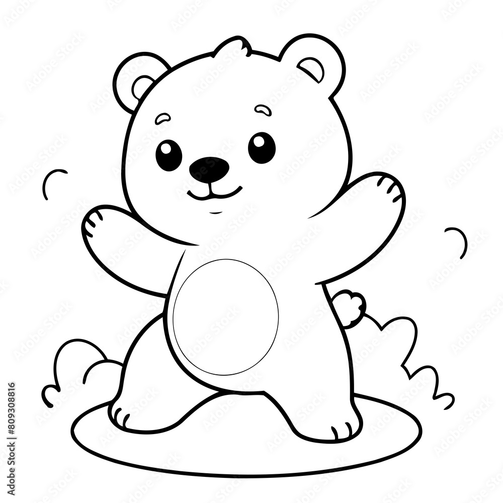 Fototapeta premium Simple vector illustration of Bear for kids coloring page