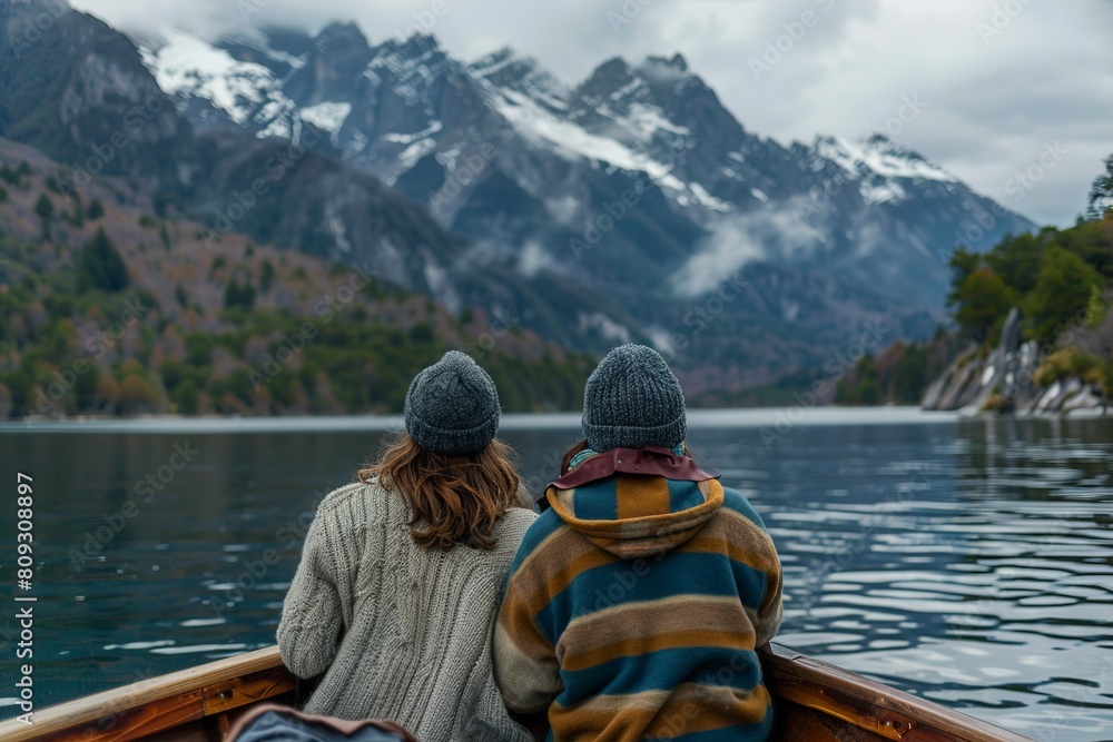 Couple Sitting in Boat on Lake Couple Sitting in Boat on Lake