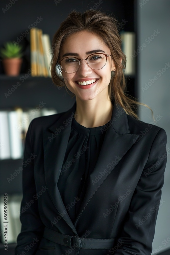 Smiling Woman in Black Jacket and White Shirt Smiling Woman in Black Jacket and White Shirt