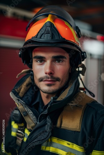 Fireman in Front of Fire Truck © Jorge Ferreiro