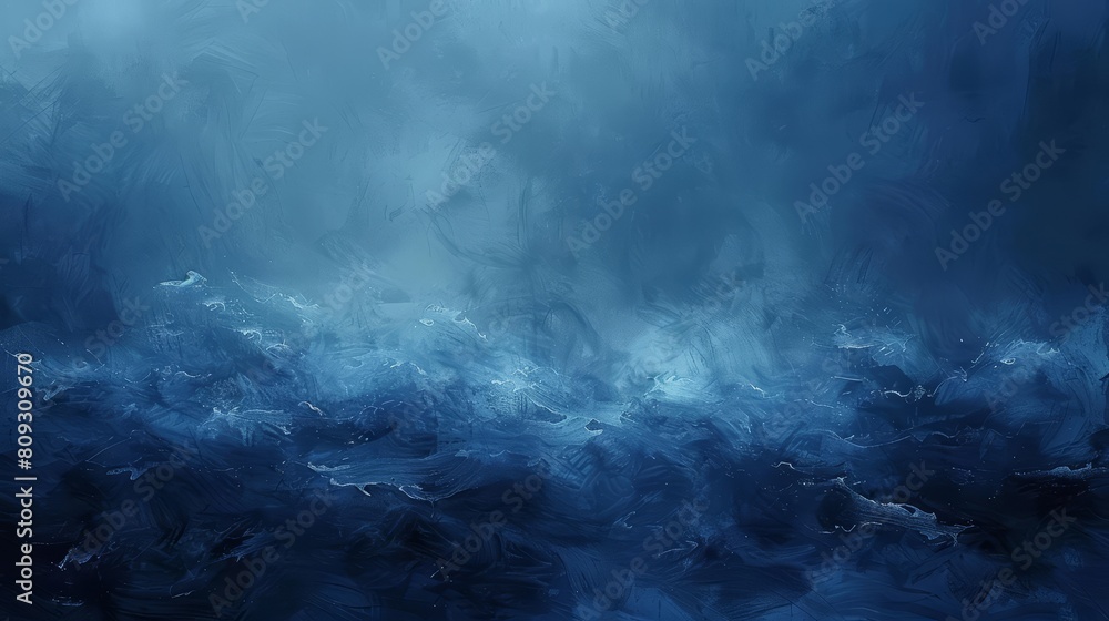 Mystery landscape of a deep blue abyssal plain, a canvas for the imagination, painted in solid color, banner template sharpen with copy space
