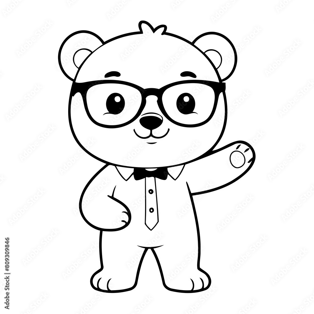 Obraz premium Cute vector illustration Bear doodle for toddlers colouring page