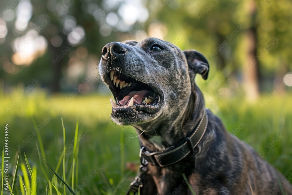 Aggressive dog in the park without a leash --ar Aggressive dog in the park without a leash --ar