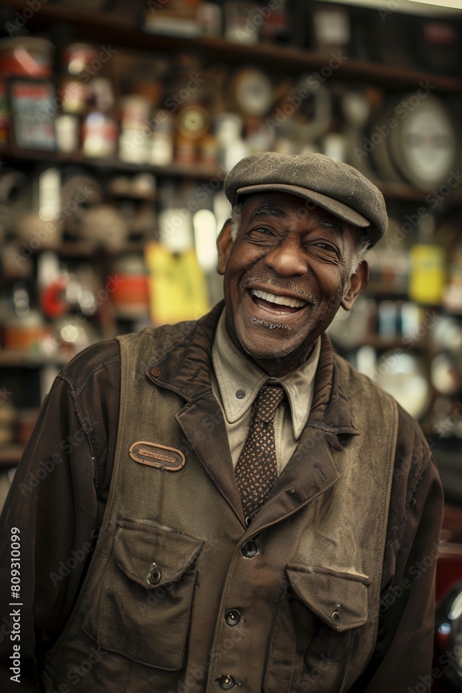 Smiling Salesman in Auto Parts Store