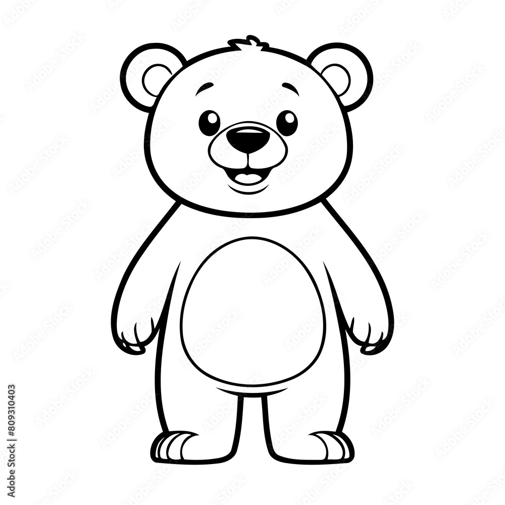 Cute vector illustration Bear doodle colouring activity for kids