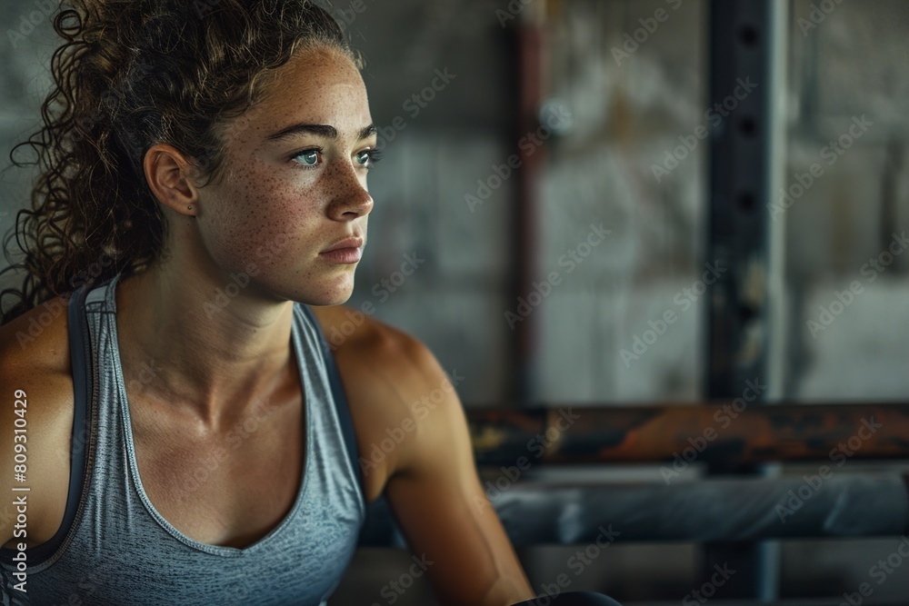 Confident young woman wearing a sporty tank top Confident young woman wearing a sporty tank top