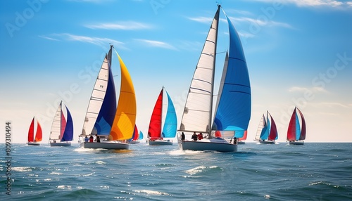 Luxury yachts at Sailing regatta. Sailing in the wind through the waves at the Sea.