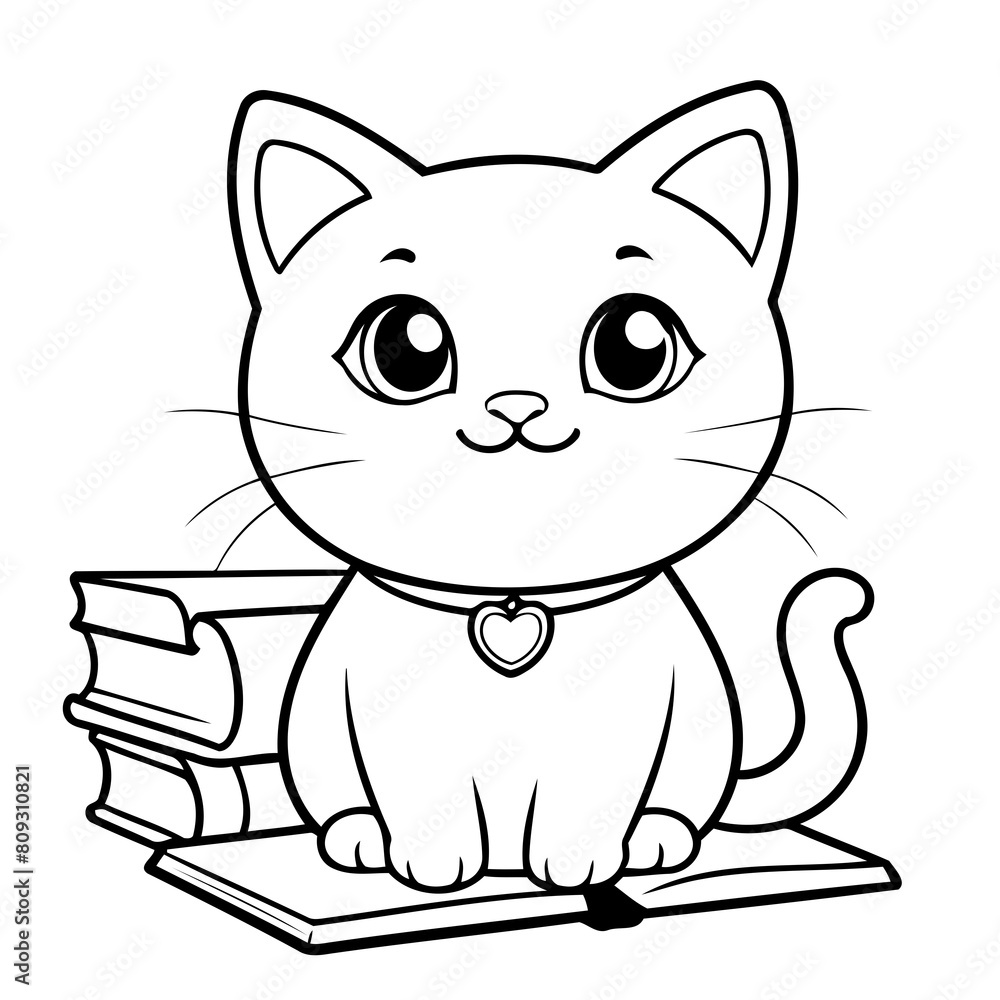 Vector illustration of a cute Cat drawing for kids page Vector illustration of a cute Cat drawing for kids page