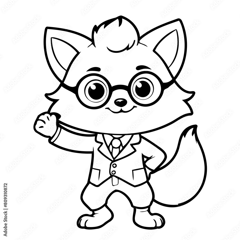 Cute vector illustration Fox drawing for kids colouring activity Cute vector illustration Fox drawing for kids colouring activity