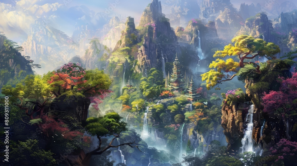 Thai art design transforms the tranquility of Arbor Day, marrying environmental consciousness with artistic elegance, highlighted in a sharpen landscape Thai art design transforms the tranquility of Arbor Day, marrying environmental consciousness with artistic elegance, highlighted in a sharpen landscape