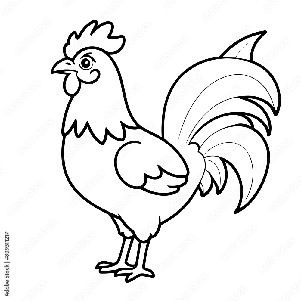 Cute vector illustration rooster for children colouring activity