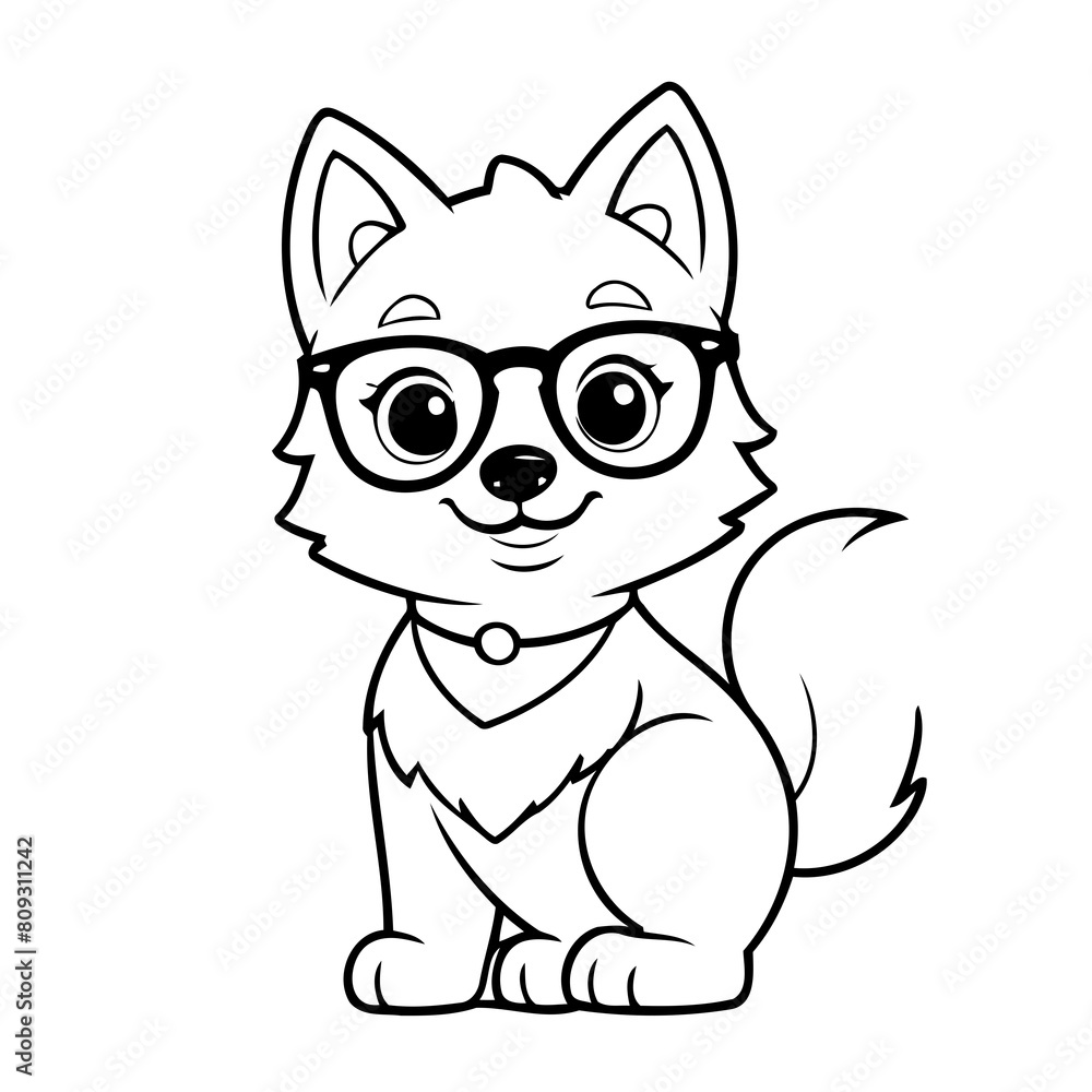 Vector illustration of a cute Wolf doodle for kids coloring worksheet Vector illustration of a cute Wolf doodle for kids coloring worksheet