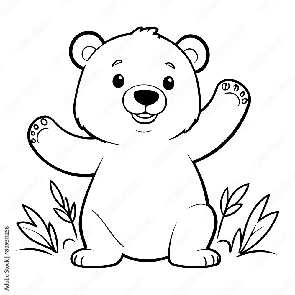 Vector illustration of a cute Bear drawing for colouring page Vector illustration of a cute Bear drawing for colouring page