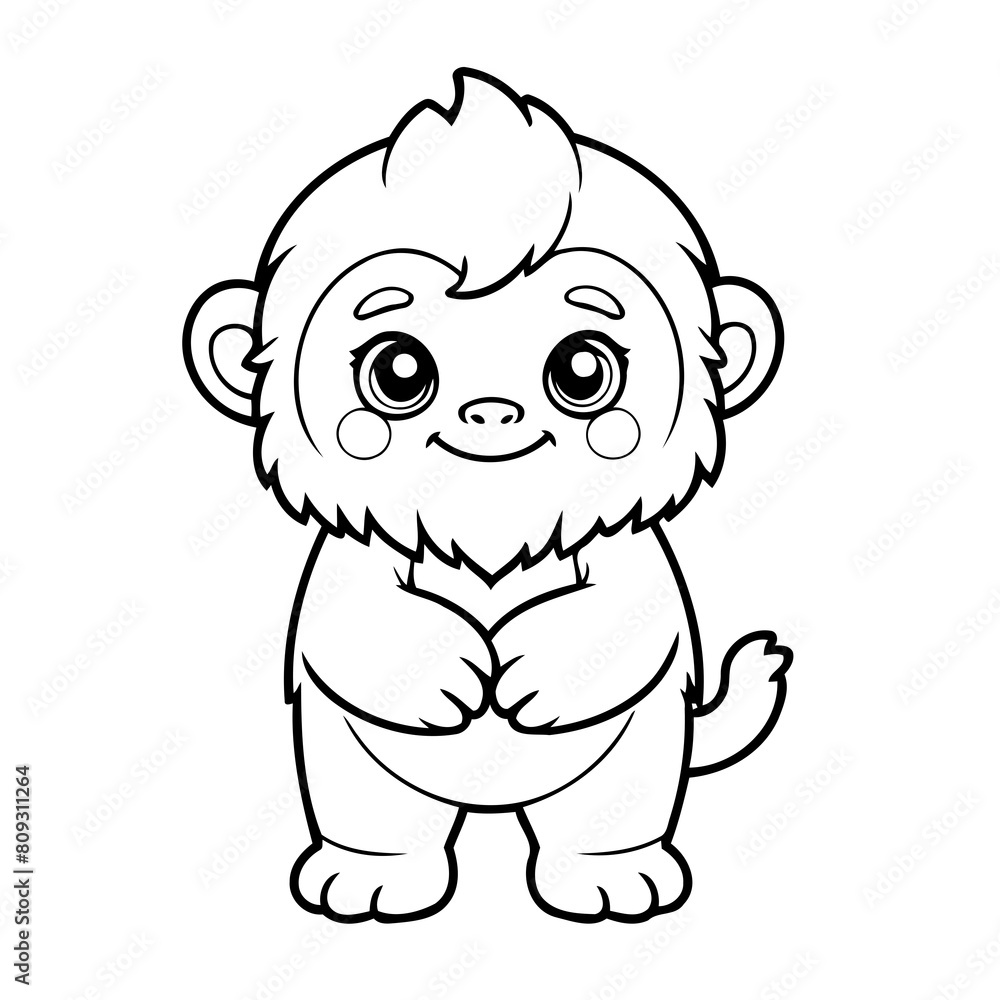 Vector illustration of a cute Yeti doodle for kids colouring page Vector illustration of a cute Yeti doodle for kids colouring page