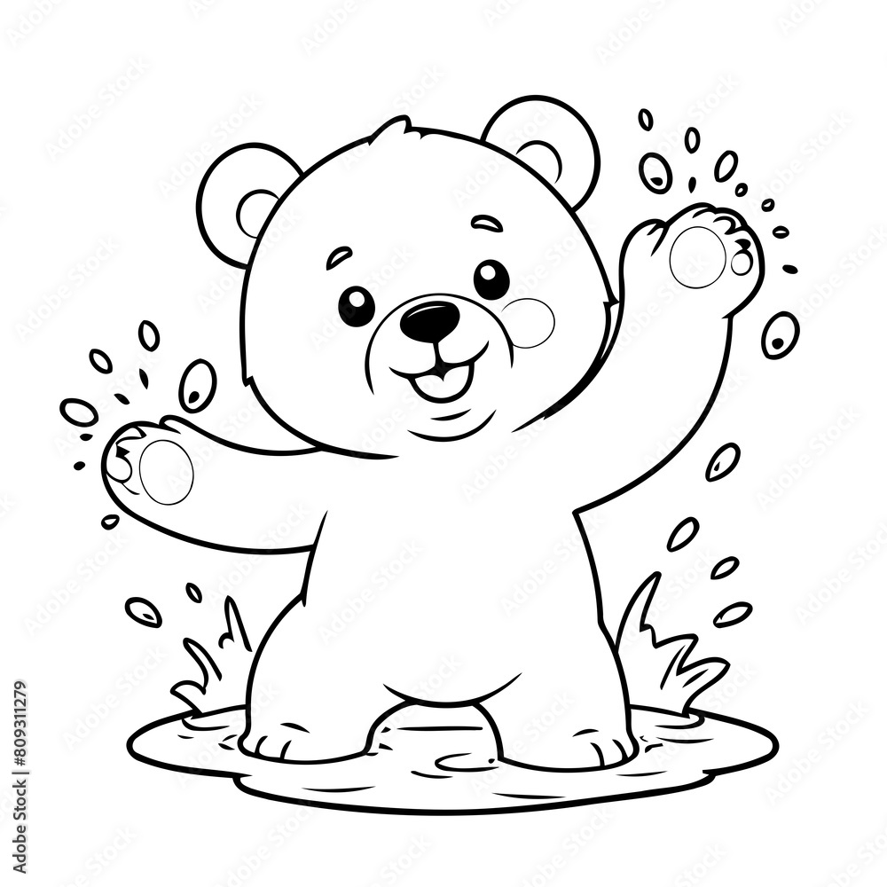 Simple vector illustration of Bear drawing for kids colouring page Simple vector illustration of Bear drawing for kids colouring page