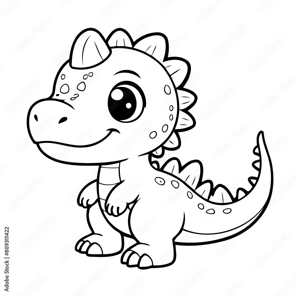 Cute vector illustration Dino drawing for toddlers colouring page Cute vector illustration Dino drawing for toddlers colouring page