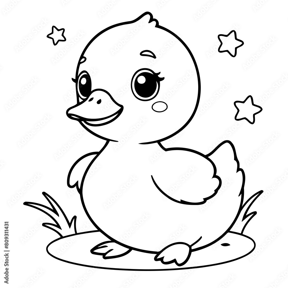 Cute vector illustration duck for children colouring activity Cute vector illustration duck for children colouring activity