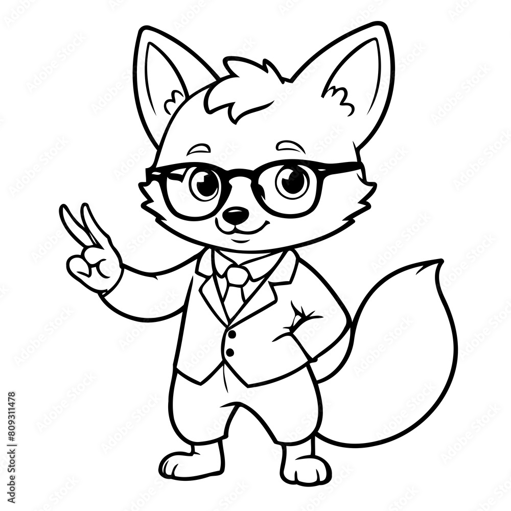 Cute vector illustration Fox colouring page for kids Cute vector illustration Fox colouring page for kids