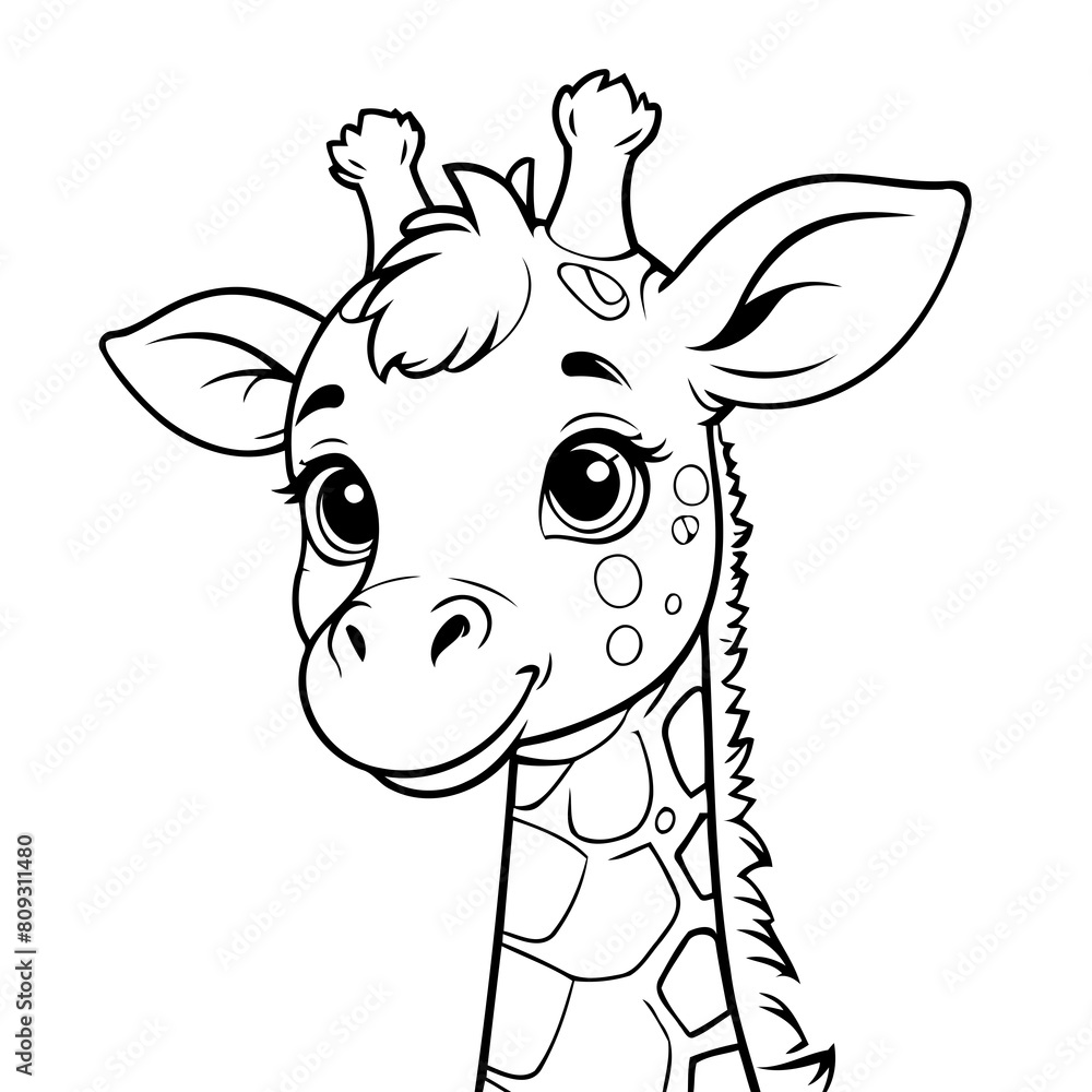 Vector illustration of a cute Giraffe doodle for toddlers coloring activity Vector illustration of a cute Giraffe doodle for toddlers coloring activity