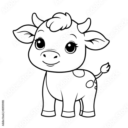 Simple vector illustration of Cow doodle for toddlers worksheet