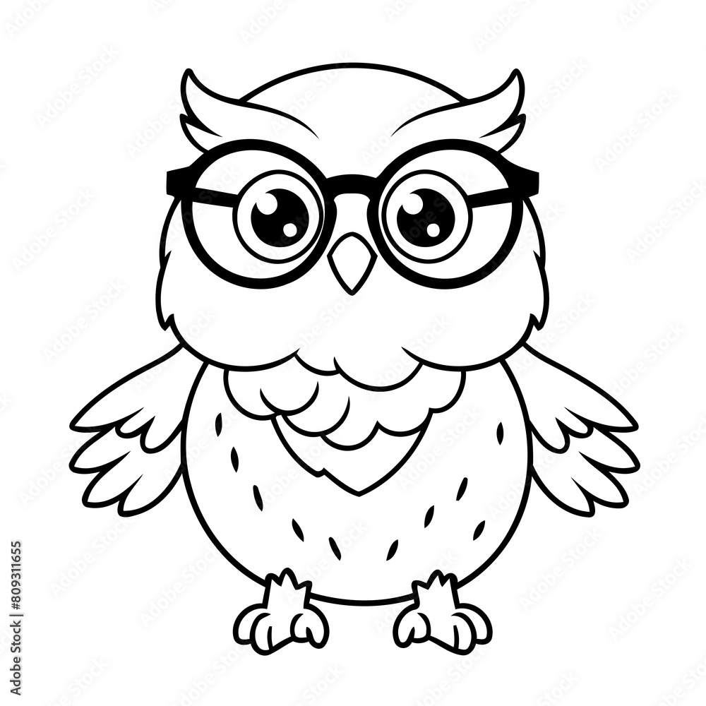 Vector illustration of a cute Owl doodle colouring activity for kids