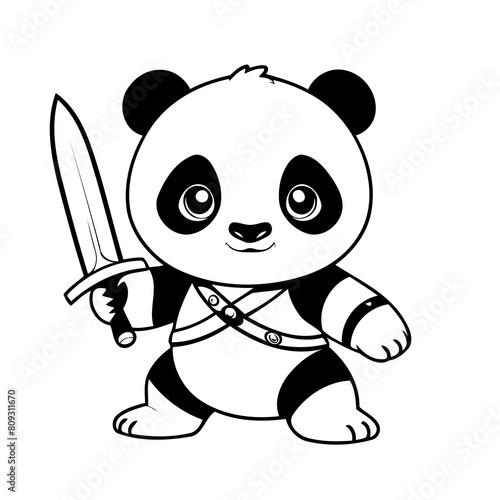 Vector illustration of a cute Panda drawing for toddlers coloring activity