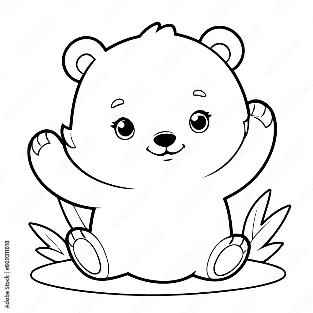 Obraz premium Simple vector illustration of Bear drawing for toddlers book