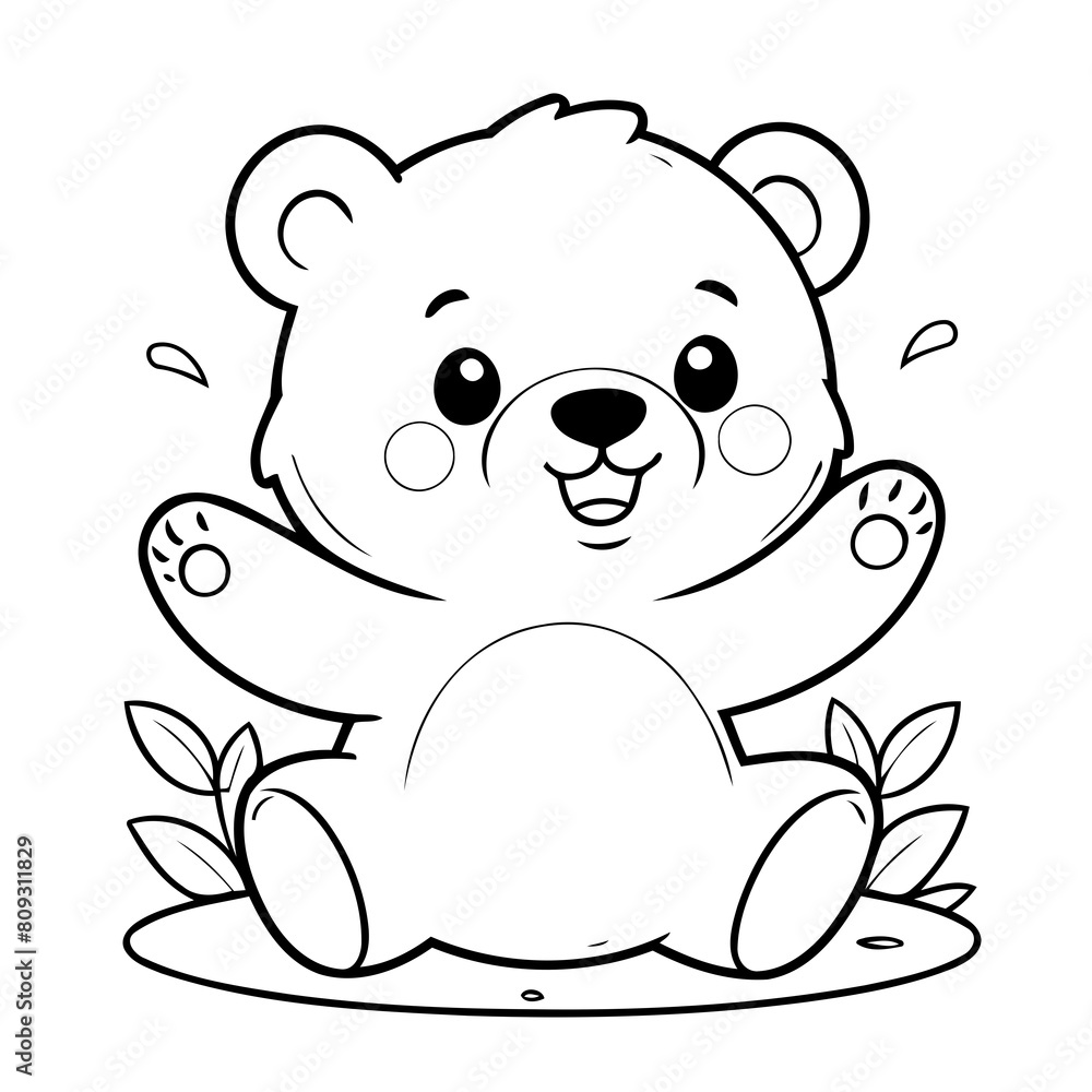 Vector illustration of a cute Bear drawing for children page Vector illustration of a cute Bear drawing for children page