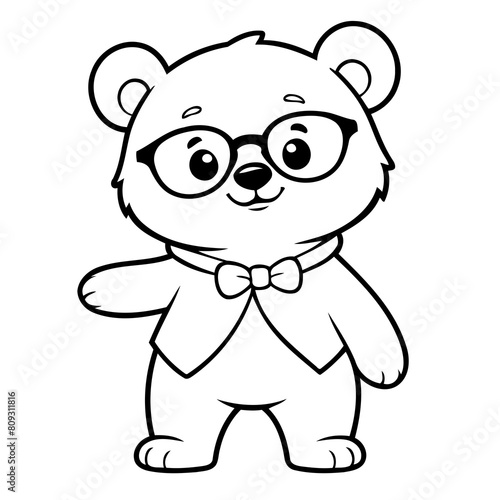 Simple vector illustration of Bear for kids coloring page