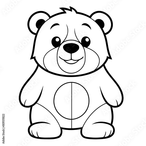 Vector illustration of a cute Bear doodle for toddlers coloring activity