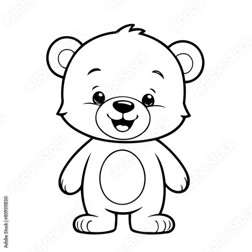 Simple vector illustration of Bear doodle for toddlers worksheet