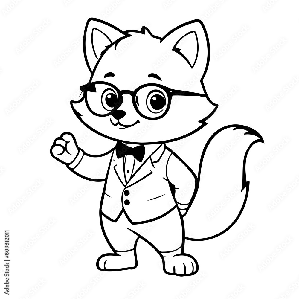 Vector illustration of a cute Fox doodle for kids coloring worksheet Vector illustration of a cute Fox doodle for kids coloring worksheet