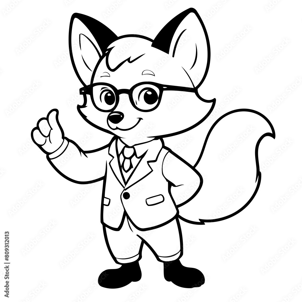 Cute vector illustration Fox drawing for children page Cute vector illustration Fox drawing for children page