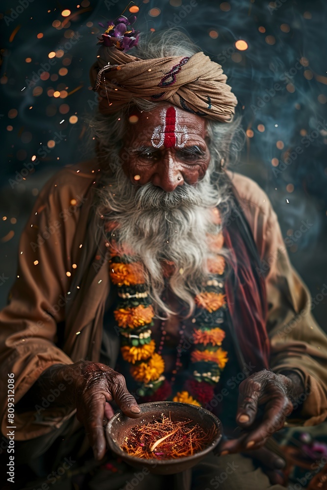 spiritual Indian old man celebrates religious spiritual Indian old man celebrates religious