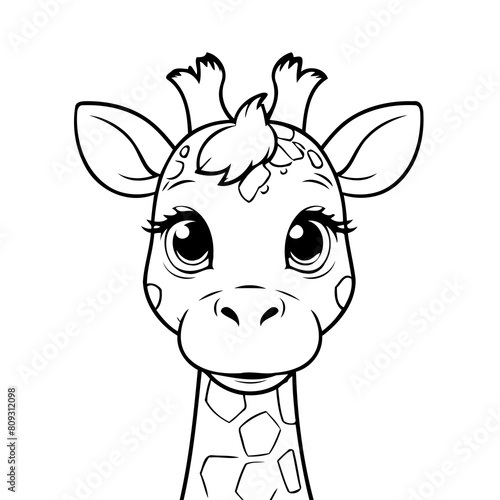 Cute vector illustration Giraffe doodle for kids colouring page