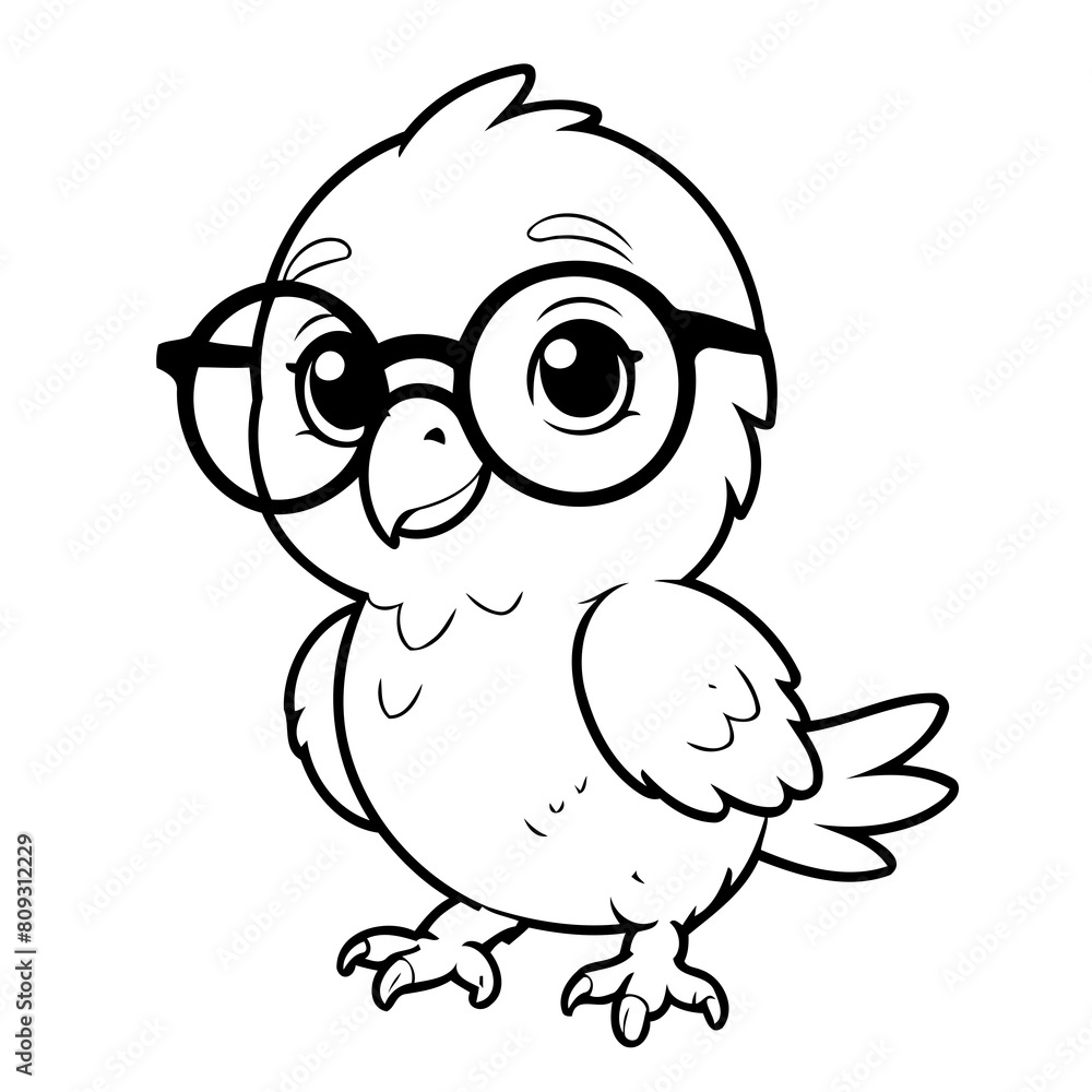 Vector illustration of a cute parrot doodle for toddlers colouring page Vector illustration of a cute parrot doodle for toddlers colouring page
