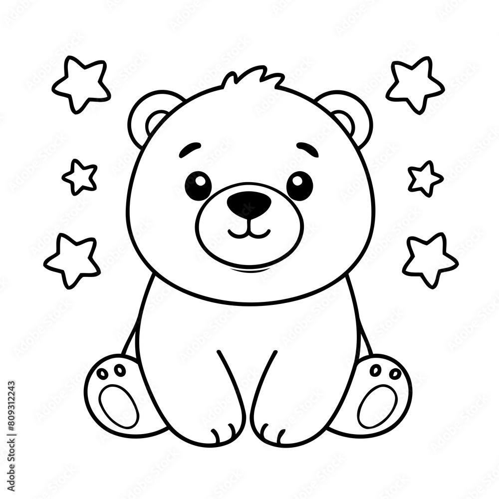 Obraz premium Simple vector illustration of PolarBear for kids coloring page