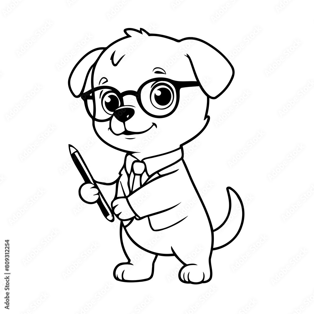 Simple vector illustration of Puppy for children colouring activity Simple vector illustration of Puppy for children colouring activity