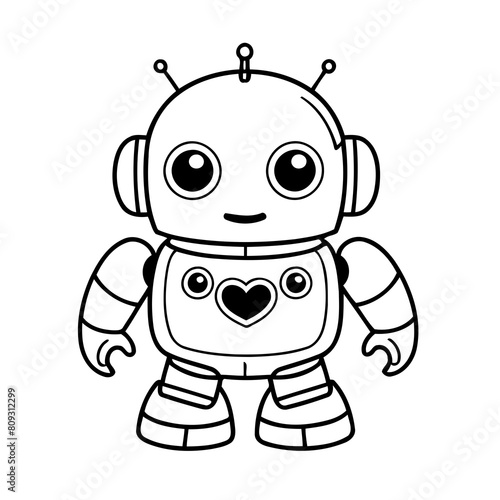 Cute vector illustration robots for kids colouring worksheet