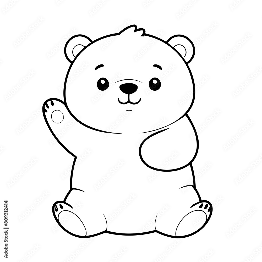 Vector illustration of a cute Bear doodle for toddlers colouring page Vector illustration of a cute Bear doodle for toddlers colouring page